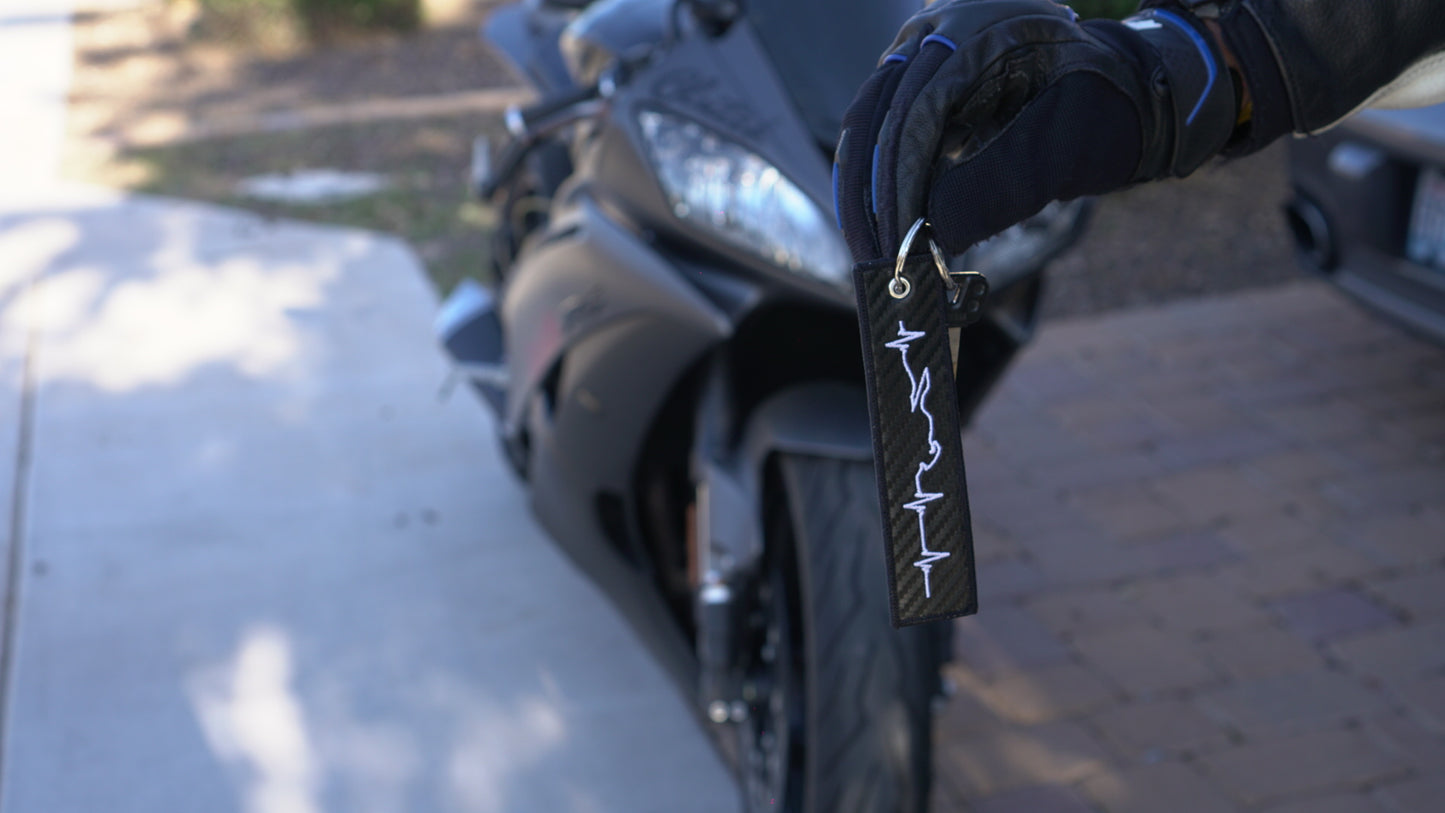 Motorcycle Heartbeat Carbon Fiber Keytag
