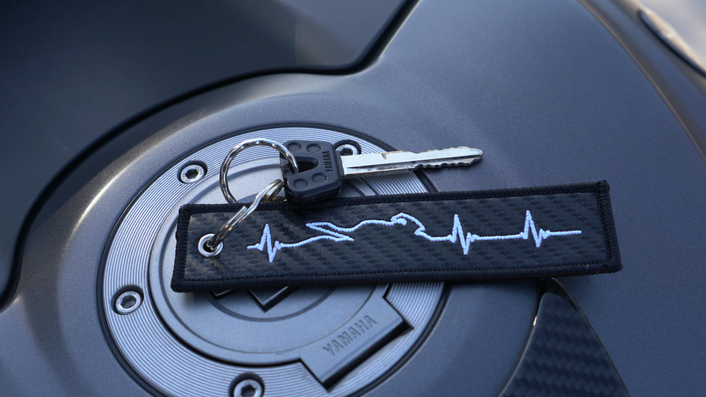 Motorcycle Heartbeat Carbon Fiber Keytag