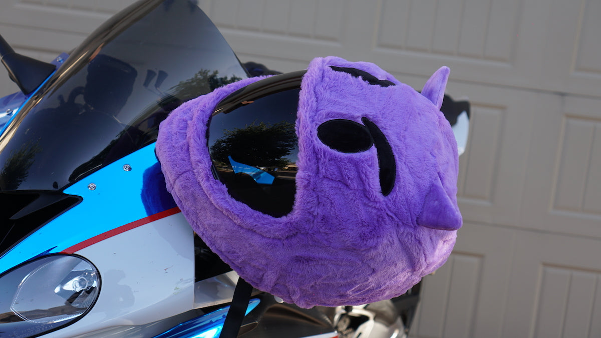 Purple Devil Emoji Motorcycle Helmet Cover