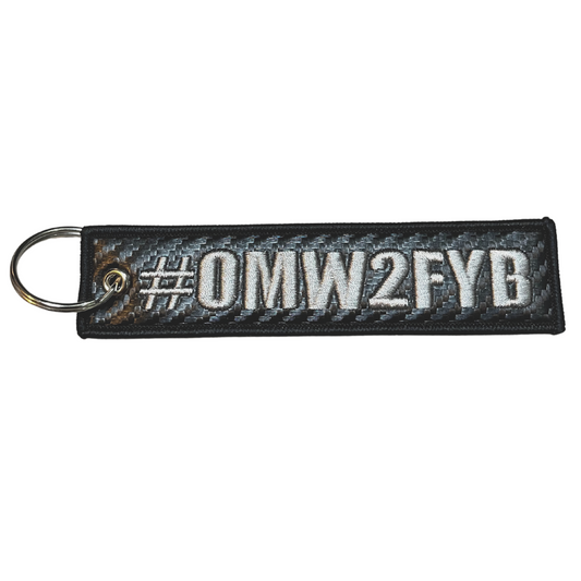 "#OMW2FYB" Carbon Fiber Keytag