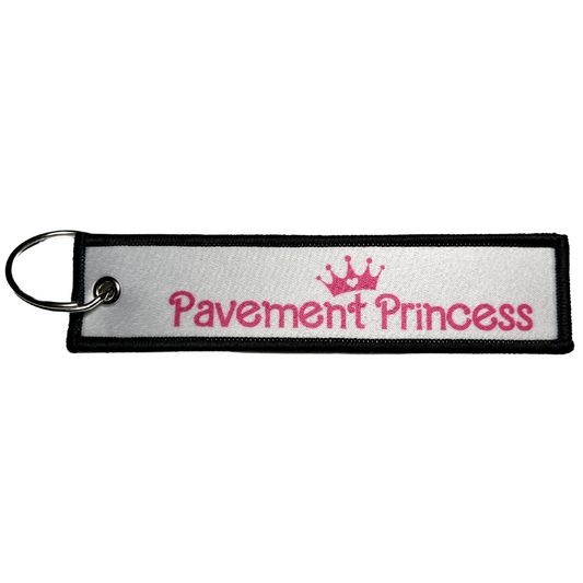 "Pavement Princess" White/Pink Textile Keytag