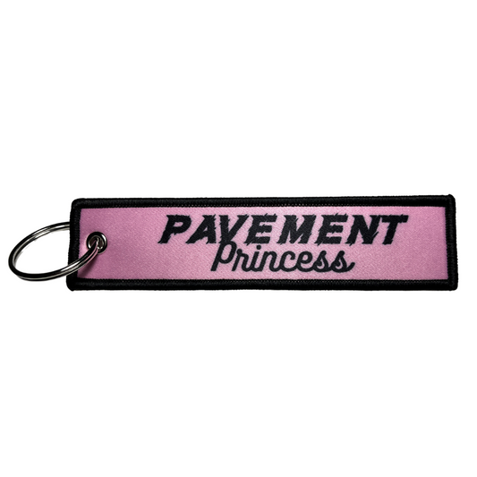 "Pavement Princess" Black/Pink Textile Keytag