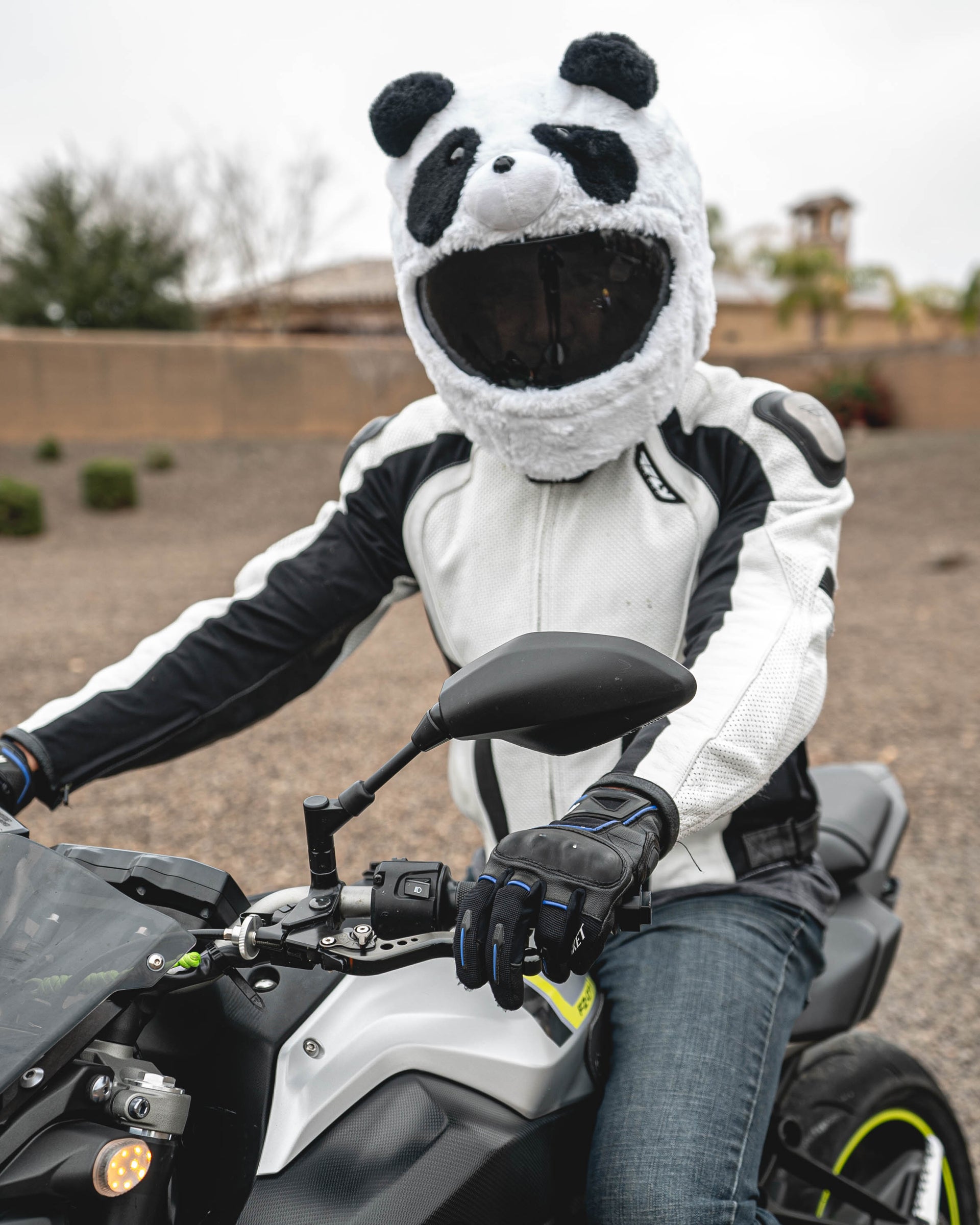 bear motorcycle helmet Cover - Turn your everyday ride into a delightful adventure with this playful helmet cover thats both fun and functional Panda Motorcycle Helmet - Detachable