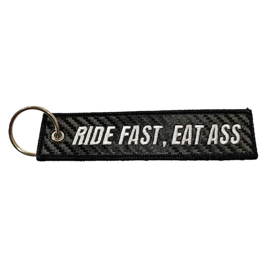 "Ride Fast, Eat Ass" Carbon Fiber Keytag