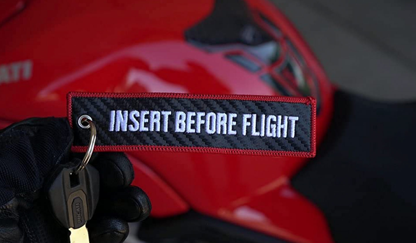 "Insert Before Flight" Carbon Fiber Keytag
